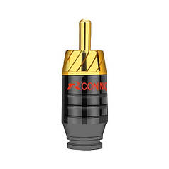 Штекер металевий RCA під паяння R Connector FreeEnd — RCA Male Short Graphite/Red logo