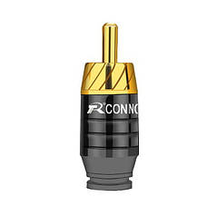 Металевий штекер під паяння R Connector FreeEnd — RCA/M Short Graphite/White logo