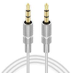 Кабель аудіо стерео Alitek Metal TRS 3.5 мм M — 3.5 мм M, 1 м White