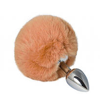 Металева анальна пробка з помпоном S, broun