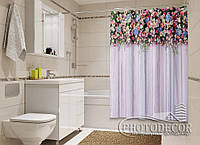 Фото Шторка для ванної "Ламбрекени з квітів. Фантазіяї" - ціна вказана за 1 м.кв. Читаємо опис!