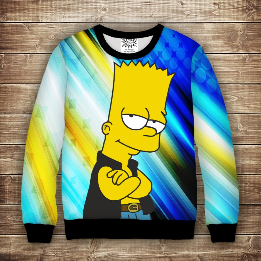 Світшот з 3D принтом на тему BART SIMPSON Дорослі і Дитячі розміри ВСІ Розміри, фото 1