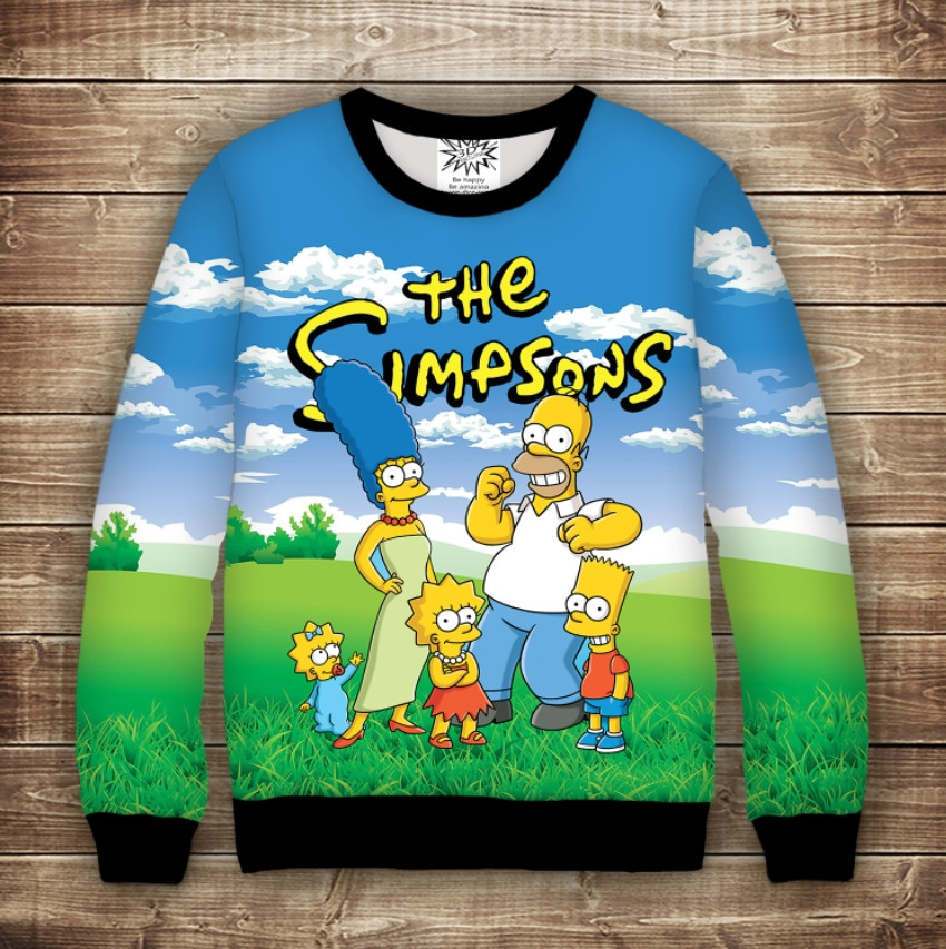 Світшот з 3D принтом на тему Сімпсони Simpsons Дорослі і Дитячі розміри