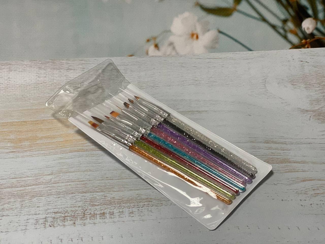 Набір пензлів для дизайну 8 шт. зі стразами