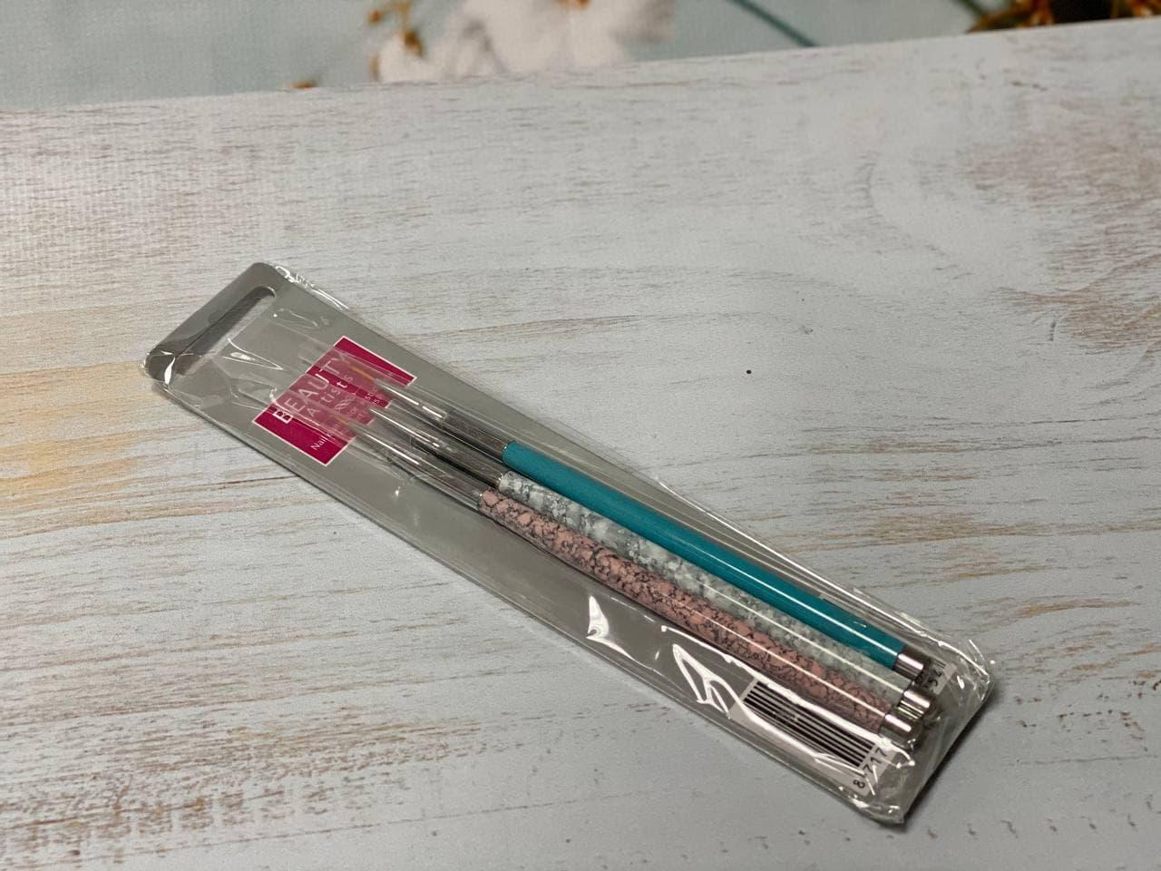 Набір пензлів для дизайну 3 в 1 метал (мармур)