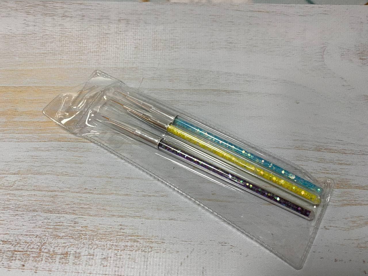 Набір пензлів лайнерів із блискітками 3 шт.