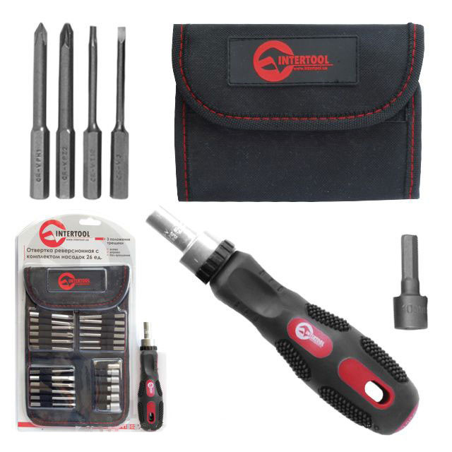Викрутка реверсивна Intertool VT-1026 26 од.