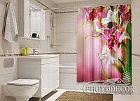 Фото Шторка для ванной "Пестрые орхидеи" - цена указана за 1 м.кв. Читаем Описание!