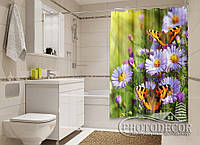 Фото Шторка для ванної "Квіти та метелики" - ціна вказана за 1 м.кв. Читаємо опис!