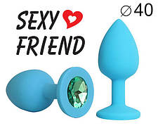 ВТУЛКА АНАЛЬНА синя, колір кристала зелений, силікон