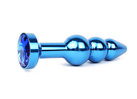 АНАЛЬНА ВТУЛКА СИНЯ, L 113 мм D 22x25x29 мм, вага 100 г, колір кристала синій