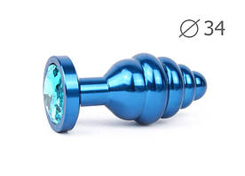 ВТУЛКА АНАЛЬНА "BLUE PLUG MEDIUM" (синя), L 80 мм D 34 мм, вага 90 г, колір кристала блакитний