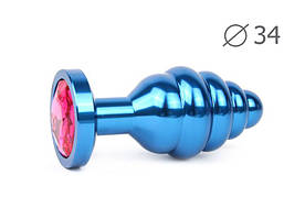 ВТУЛКА АНАЛЬНА "BLUE PLUG MEDIUM" (синя), L 80 мм D 34 мм, вага 90 г, колір кристала рубіновий