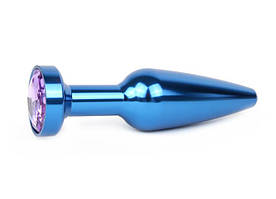 ВТУЛКА АНАЛЬНА СИНЯ, L 113 мм D 29 мм, вага 100 г, колір кристала світло-фіолетовий 