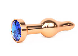 ЗОЛОТА АНАЛЬНА ВТУЛКА, L 103 мм D 28 мм, вага 80 г, колір кристала синій