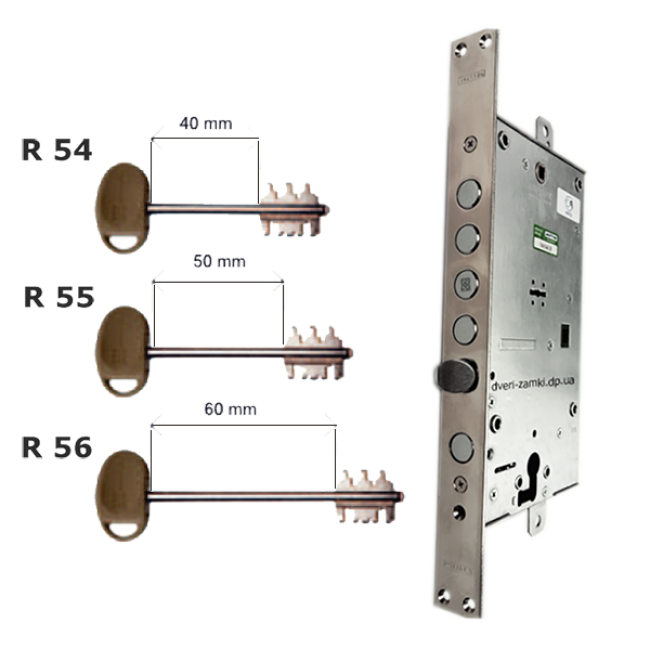 Врезной замок Mottura 54.797 56 D правая длинный ключ (накладки хром) - фото 4 - id-p31543278