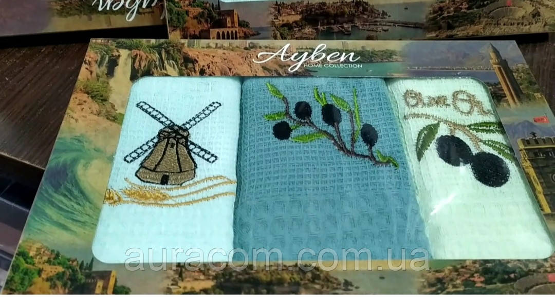 Оливкового кольору, рушники для кухні з вишивкою, Туреччина
