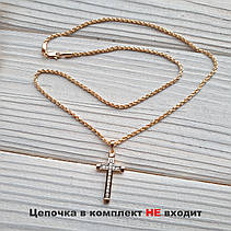 Жіночий хрестик із камінням. Позолота 18К + родій Xuping. Хрестик Xuping, медичне золото, фото 6