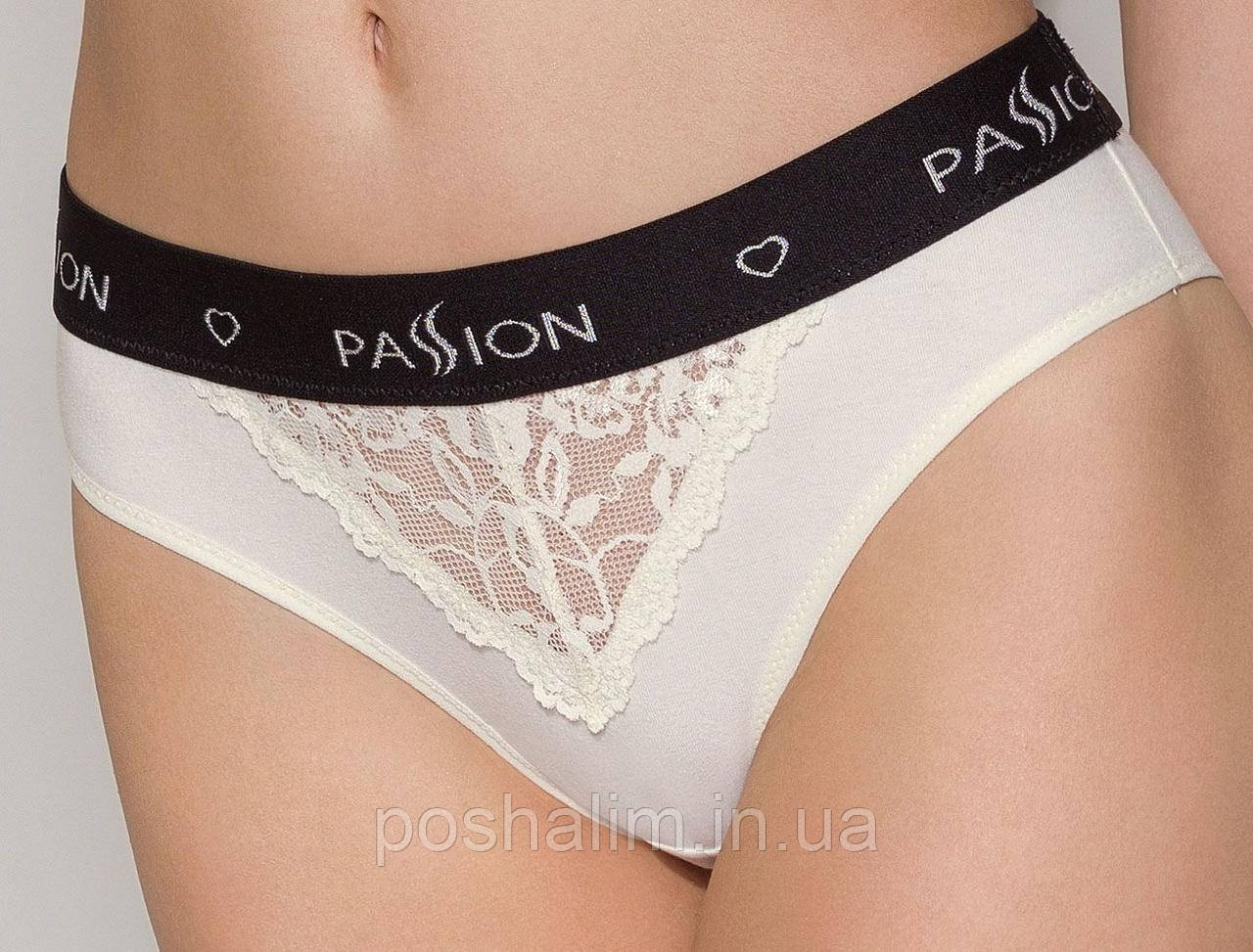 Трусики жіночі з широкою гумкою і мереживом Passion PS001 PANTIES ecru, size S, фото 1