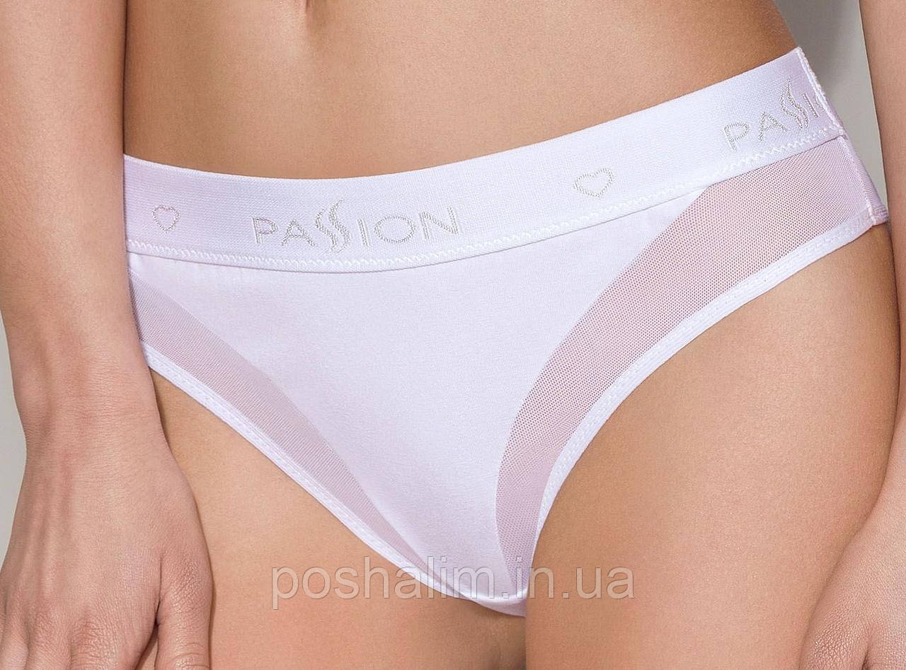 Трусики жіночі з прозорою вставкою Passion PS002 PANTIES white, size L, фото 1
