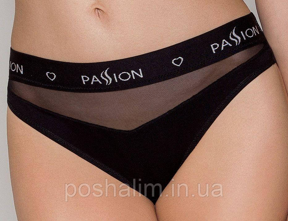 Трусики жіночі з прозорою вставкою Passion PS006 PANTIES black, size XL, фото 1