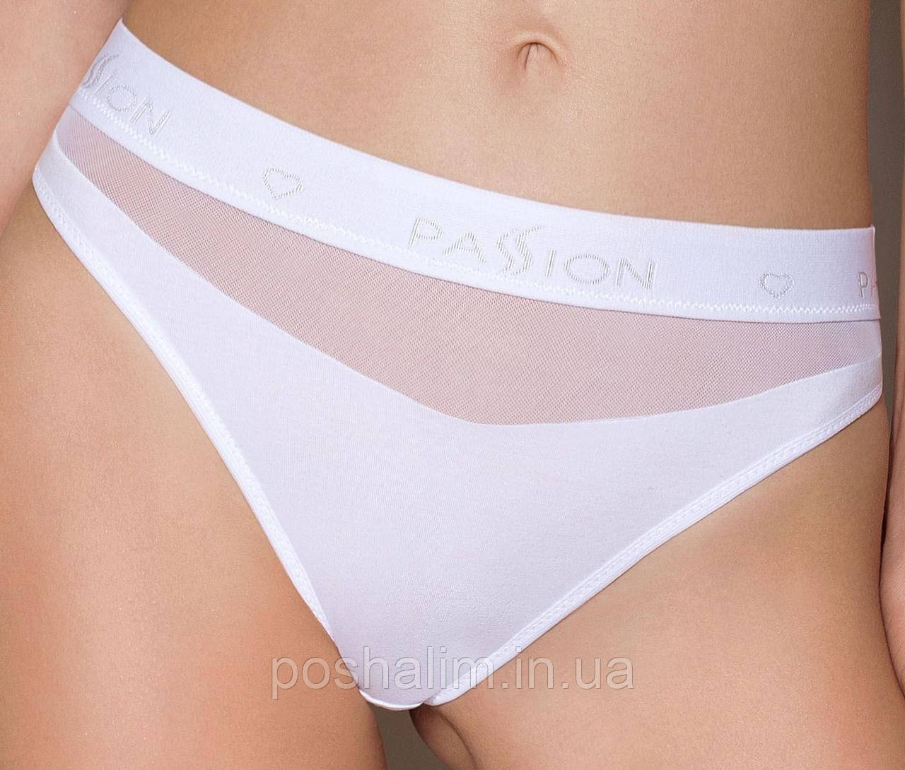 Трусики жіночі з прозорою вставкою Passion PS006 PANTIES white, size XL, фото 1