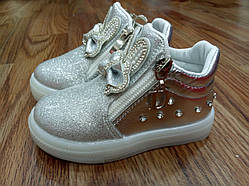 Сліпони дитячі демісезонні для дівчинки, розмір 26 (устілка 15,5 см), зі світною підошвою.