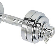 Гантелі 15 кг 2 шт. по 7.5 кг. розбірні хром. фікс. диск з різзю (2грифа l-33 см, (1,75+1х4)), фото 3