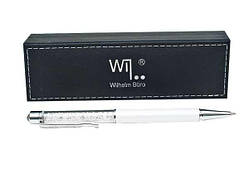 Ручка Wilhelm Büro CRYSTAL WHITE WB106 метал. кульк. поворотна з стразами внутрі
