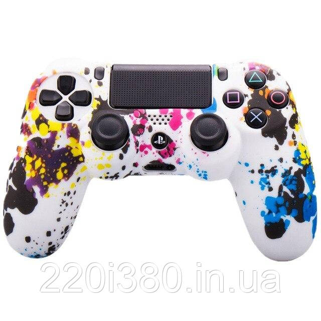 Чохол силіконовий для джойстика PS4, DualShock 4 графіті різнобарвний