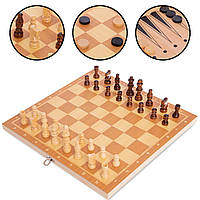 Шахматы, шашки, нарды 3 в 1 деревянные 34 x 34 см W7723: Gsport