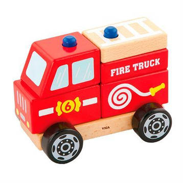 Дерев'яна пірамідка Viga Toys Пожежна машинка (50203FSC), фото 2