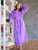 Махровый халат женский длинный банный халат S, M, L, XL фиолетовый Турция
