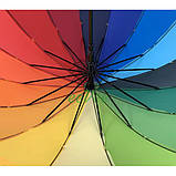 Зонт дитячий Веселка тростина THE BEST напівавтомат 16 спіць червона ручка Радужний (37509), фото 3