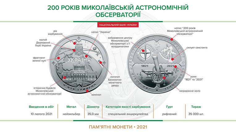 Монета НБУ "200 років Миколаївській астрономічній обсерваторії", фото 4