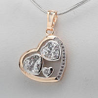 Кулон XUPING Серця 26х15 мм Позолота Вставки Цирконій