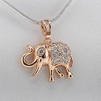 Кулон із позолотою, білий камінь Слоник