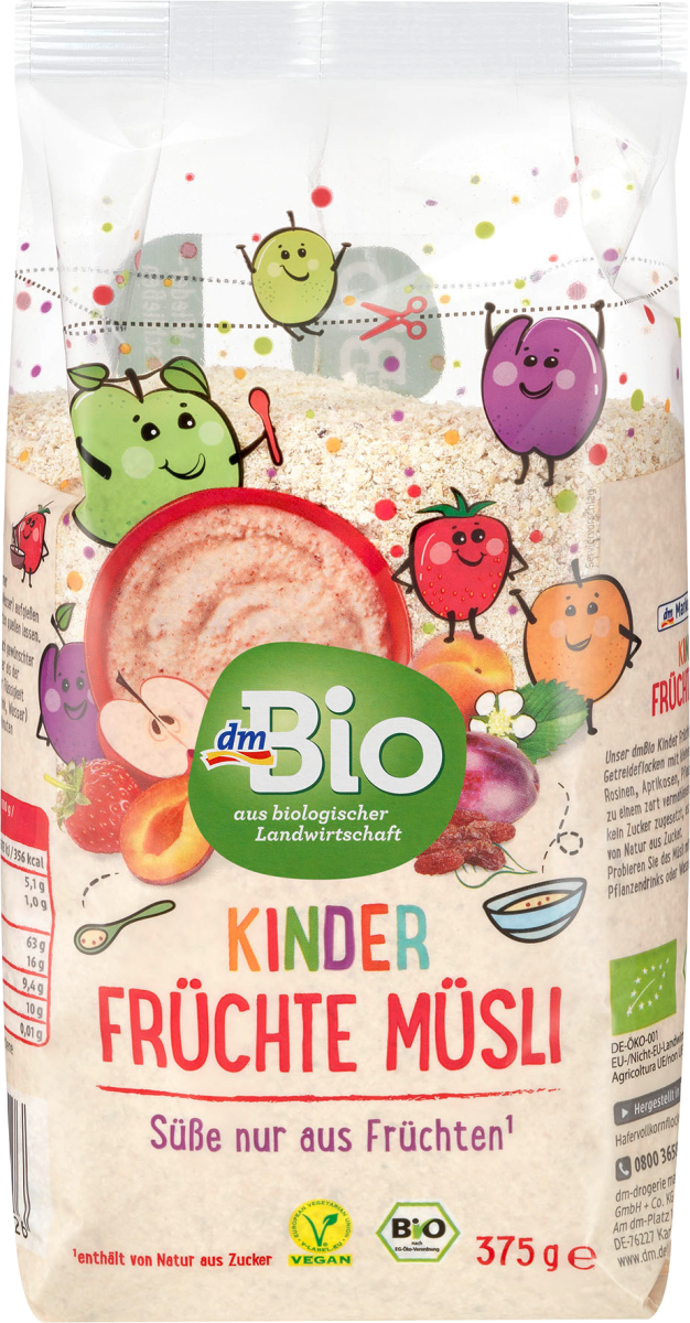 Органічні фруктові мюслі для дітей dm Bio Müsli Früchte für Kinder, 375 гр
