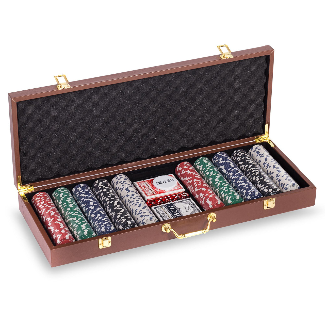 Набір для покера в шкірозамінник валізі PK500L на 500 фішок з номіналом (р-р 57х21х7,5 см)