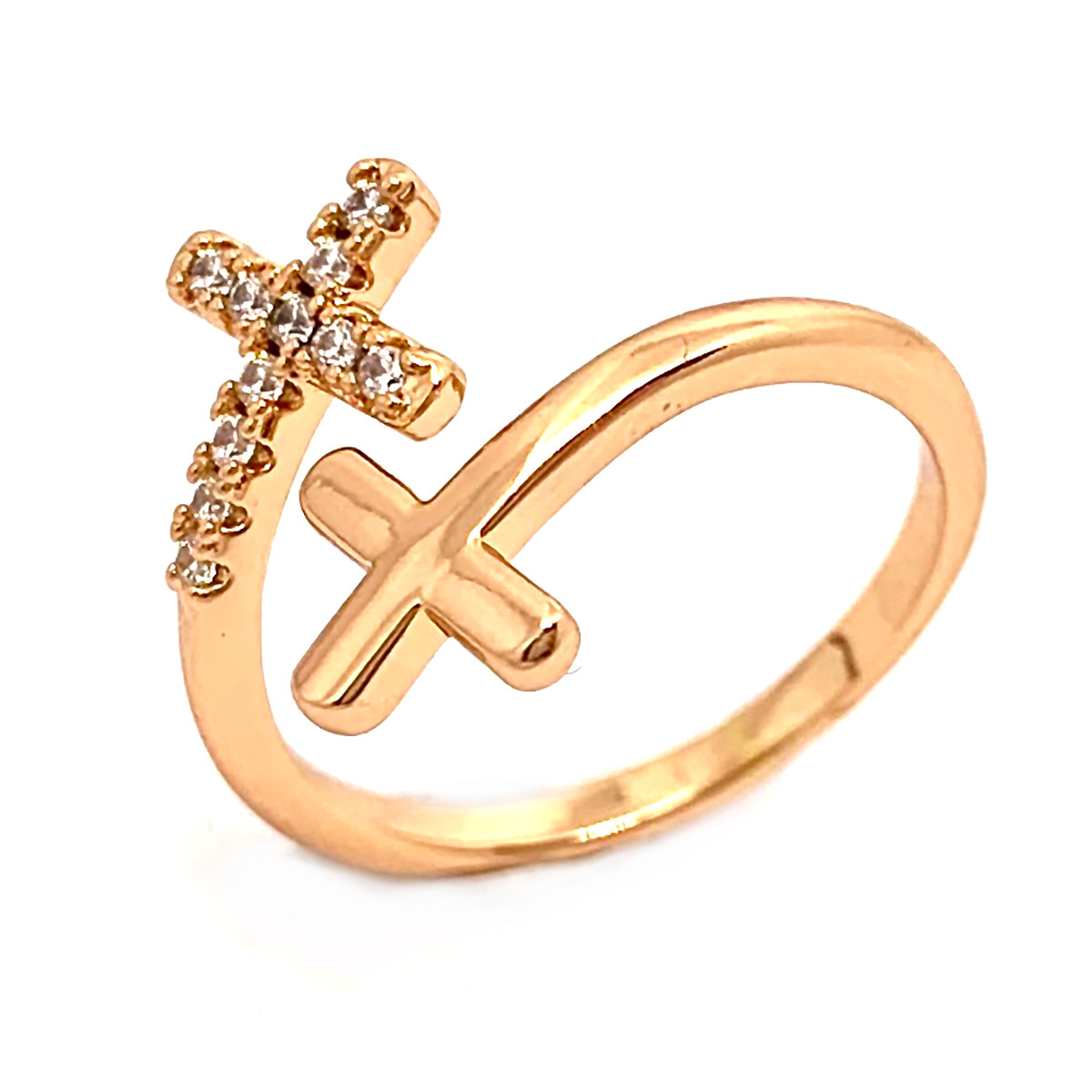 Кільце Xuping з медичного золота, білі фіаніти, позолота 18K, 11956