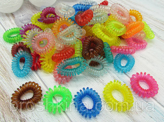 Купить Резинки для волос пружинки (спиральки) Ø3.5 см цветные 100 шт/уп ...