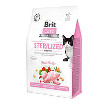 Корм сухий для стерилізованих кішок з чутливим травленням Brit Care Cat GF Sterilized Sensitive 400 г (кролик)