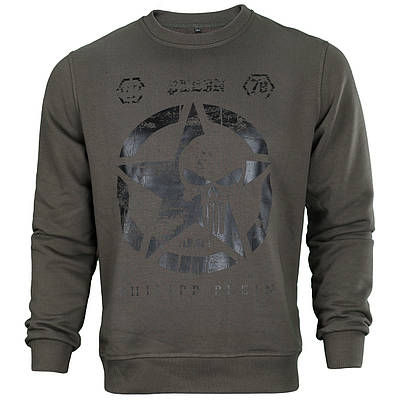 Світшот чоловічий хакі PHILIPP PLEIN з принтом "ЗІРКА" KHA L(Р) 19-500-011 S