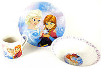 Детский набор керамической посуды для кормления Холодное сердце(снежинка) 3 предмета