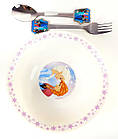 Дитячий набір керамічного посуду для годування Холодне серце сніжинка 3 предмети, фото 3