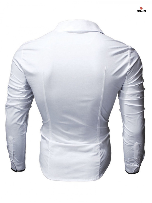 Рубашка мужская приталенная белая с длинным рукавом 