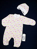 Комплект для новорождённых человечек и чепчик из футера Gabbi Беби-1 Мишка на облаке 62см белый 10905