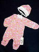 Человечек с чепчиком для новорождённых из футера Gabbi Беби-1 Мишка с воздушным шариком 62см розовый 10905