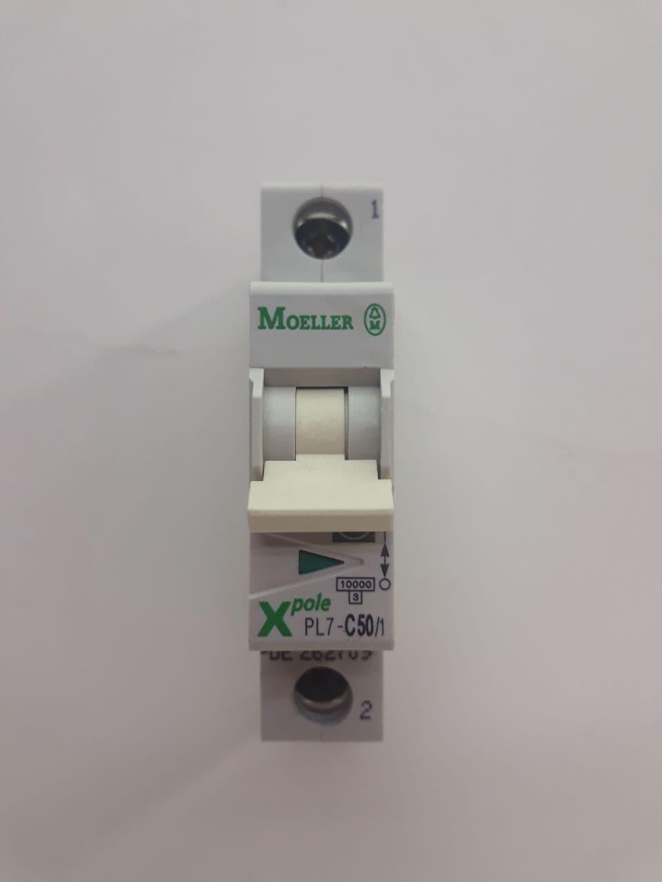 Автоматичний вимикач Moeller PL7-C50/1, категорія C, 10kA, In=50A,1P, артикул 262709