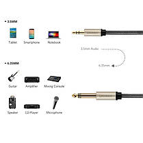 Аудіо кабель стерео HI-FI UGREEN AV127 AUX 3.5mm - 6.3mm Male, TRS, 1 / 4-1 / 8 дюйма, фото 6